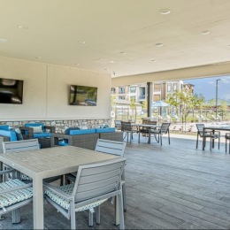 outdoor and poolside media lounge