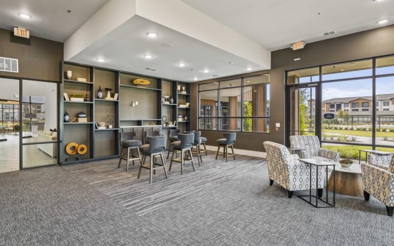 a room with tables and chairs